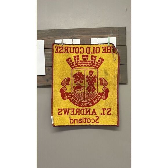 Vintage St. Andrews Scotland Red The Old Course Golf Towel Red Yellow 17"x14” - Picture 9 of 10